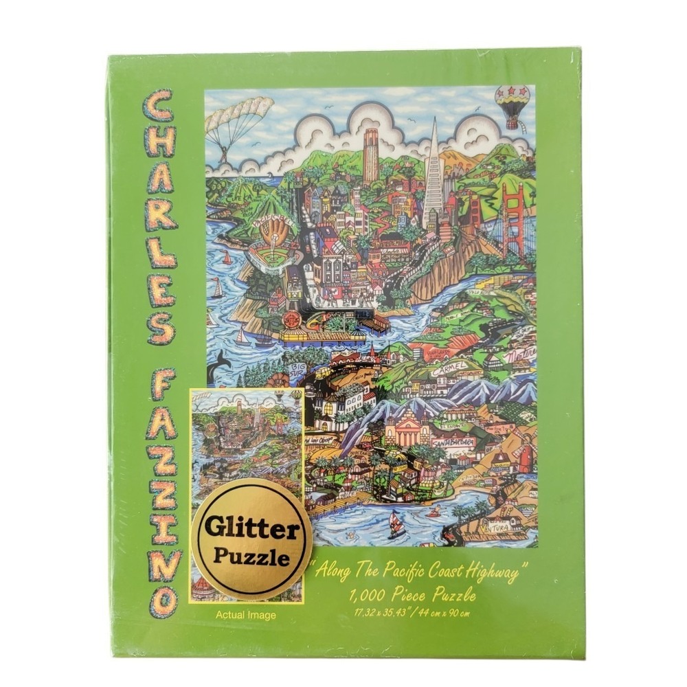 Charles Fazzino Along the Pacific Coast Highway 1000pc Glitter Jigsaw Puzzle NEW